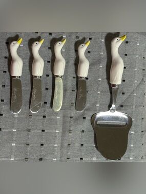 🪿Vintage Shafford Japan Ceramic Goose/Duck Cheese & Spreader Set 🪿